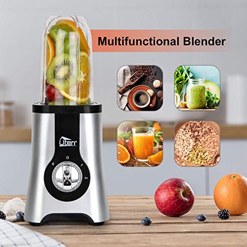 Jug Blenders, Uten Smoothie Blender with 1.25L Jug, Multi-Functional Smoothie Maker and Mixer for Juicers Fruit Vegetable 380W Automatic Blender