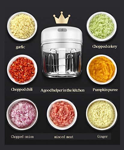 Electric Mini Garlic Chopper, Seasoning and Spice Chopper, Portable Ice Crusher Food Processor, Used for Chilli Pepper Vegetable Nut Meat