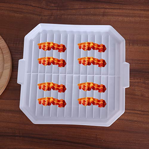 BESTonZON 2 Pcs Microwave bacon cooker sausage grill rack kitchen cooking tools accessories (white)