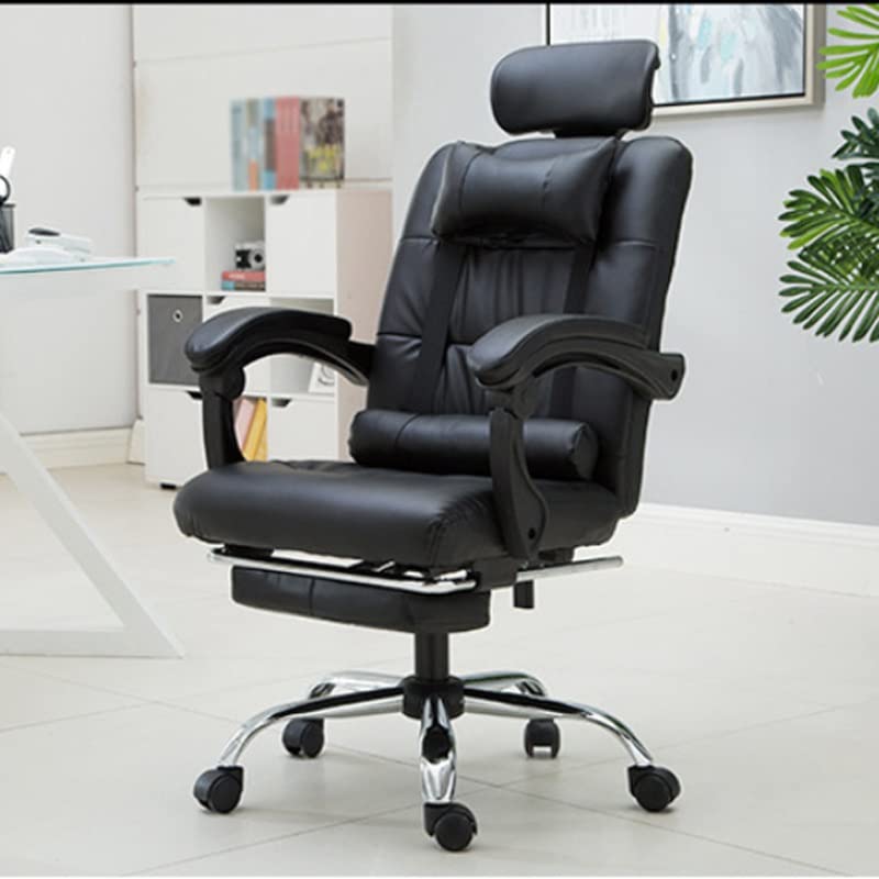 LUKEO Home Office Reclining Lounge Chair Lift Rotary Chair Footstool Executive Chair Lunch Lounge Chair (Color : Argento, Size : Light Grey)