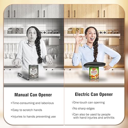 Electric Can Opener,One Touch Switch Automatic Can Open,No Sharp Edges,Easy Electric Tin Openers Open Most Cans,Best Kitchen Gadgets Electric Can
