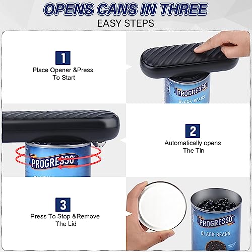 JEEWHEET Electric Can Opener, Type-C Rechargeable Tin Opener, with Replaceable Blade, One Touch Automatic Jar Opener,Safe Smooth, No Sharp Edges,