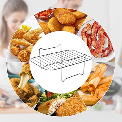 Jetcloud 2pcs Air Fryer Rack +100x Air Fryer Liner,Stainless Steel Double Layer Air Fryer Accessories with 4x Grilling Skewers Metal Dehydrator R