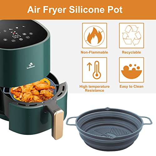 Air Fryer Silicone Liner, 2Pack / 7.5inch Reusable Air Fryer Silicone Pot, Non Stick Air Fryer Liners, Air Fryer Accessories, Round Baking Tray F
