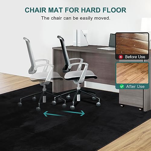 QQpony Chair Mat for Hard Floor, 75" x 60" Large Chair Mat for Hardwood Floor, Flannel Fabric Desk Rug for Hard Surface, Protector Floor Chair Ma