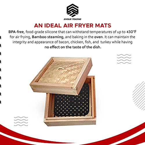 Ghous Trading Limited | Air Fryer Silicon Liner, Reusable Heat Resistant Tray, BPA Free Perforated Mats, Non-Stick Air Fryer Accessory for cookin