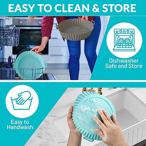 Silicone Air Fryer Liners Reusable NonStick and Heat Resistant Air Fryer Accessories - Compatible with COSORI, Ninja and Tower AirFryers for Easi