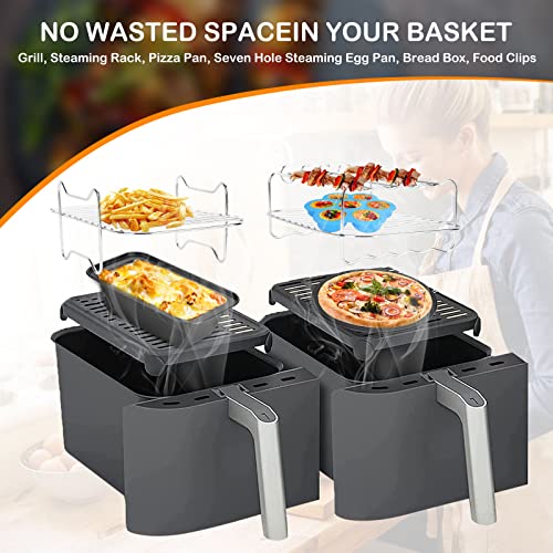 DIYARTS Air Fryer Accessories Set of 6 Fit for Ninja Foodi AF300UK AF400UK Dual Air Fryers, Include Pizza Pan, Racks, Egg Bite Mold, etc. Fit Tow