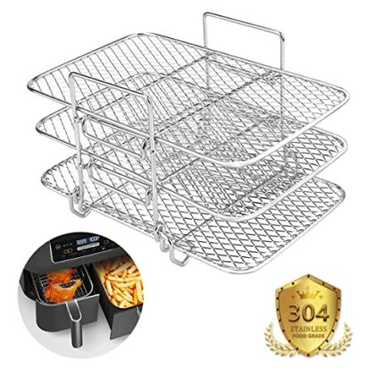 Air Fryer Rack for Ninja Dual,SHUOMAO Multi-layer Dehydrator Grill Toast Rack Air Fryer Accessories for Ninja AF300UK,AF400UK,DZ201 DZ401，Salter/