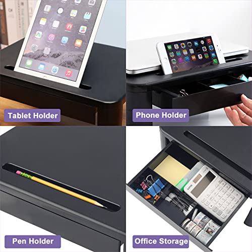 KOADOA Monitor Stand with Drawer - Laptop Stand for Desk,Suitable Height Adjustable Monitor Riser and Cellphone Holder, Computer stand for Printe