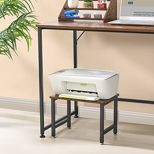 HOMCENES Vintage Printer Stand, Industrial Printer Table Rack, Desktop Mobile Printer Cart, Storage Rack Under Desk, Sturdy Little Printer Desk,