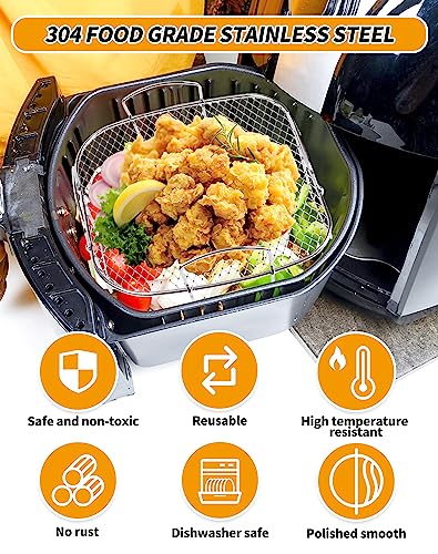 Air Fryer Rack for COSORI Air Fryer 5.5L Square Air Fryer Basket 304 Stainless Steel Dehydrator Rack Air Fryer Accessories Compatible with Instan