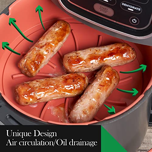 Bavavu 4-Pcs Set Silicone Air Fryer Liners and Potholder Mitts, Replacement for Parchment Paper, Suitable for Oven and Microwave – Terracotta