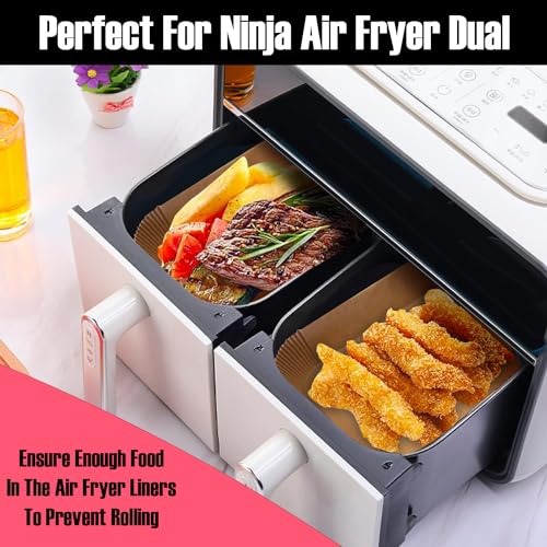 Bella's Air Fryer Liners, 100PC Ninja Air Fryer Liners for Ninja Air Fryer Dual, Air Fryer Disposable Paper Liners, Food Grade Air Fryer Accessor