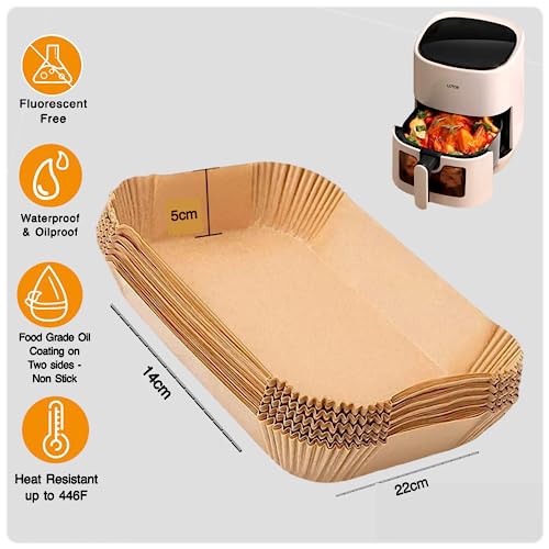 Ambrosia Designs 100pcs Air Fryer Liners Disposable for Ninja Dual Air Fryer, Air Fryer Accessories, Oil-Proof, Water-Proof, Food Grade Parchment