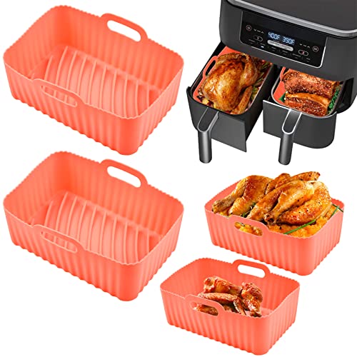 FOHYLOY Air Fryer Silicone Pot, 2 Pack Reusable Silicone Air Fryer Basket for Ninjas Dual Air Fryer, Silicone Pot Basket, Accessories for Air fry