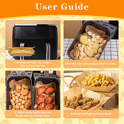 Air Fryer Liners for Ninja Dual,Air Fryer Accessories, Disposable Square Air Fryers Parchment Paper Liners, Ninja AF400UK, AF300UK Compatibility,