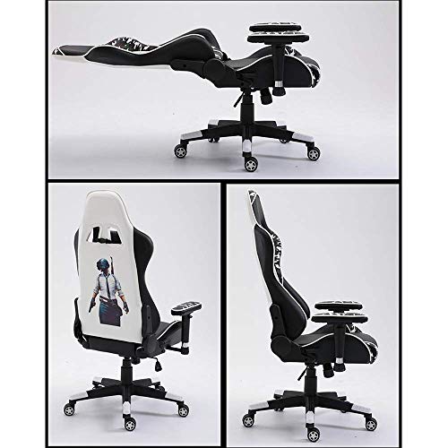 Mu Rotating Game Chair, Racing Style with Lumbar Support and Headrest, Adjustable Office Chair, Metal Frame Internal Sponge, Suitable for Game Ha
