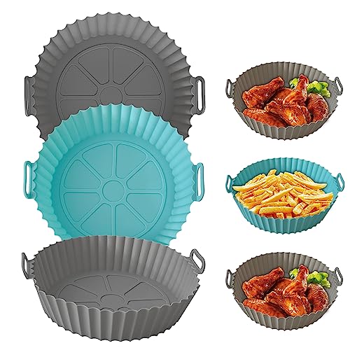 Silicone Air Fryer Liners Reusable NonStick and Heat Resistant Air Fryer Accessories - Compatible with COSORI, Ninja and Tower AirFryers for Easi