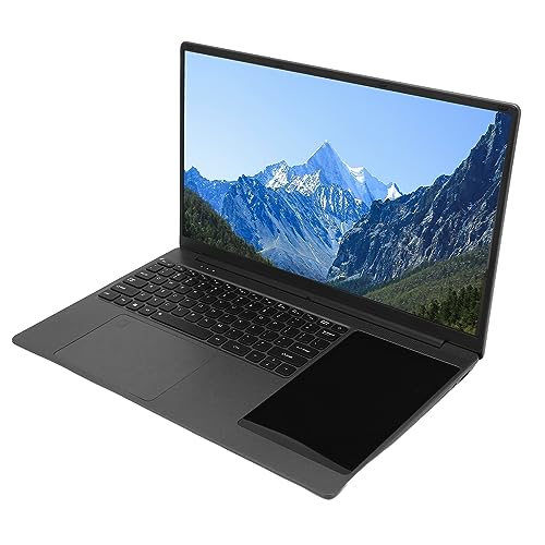Aeun Laptop, 4 Core 4 Thread Laptop Computer Front 0.3MP Camera Dual Screen M.2 2280 100-240V 16G LPDDR4 N5095 Processor for Office (UK Plug 16G+