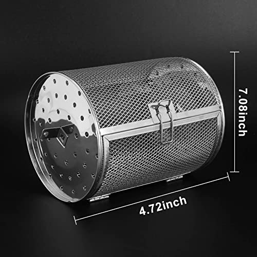 FEETER Roast Basket Rotisserie Cage,Steel Roaster Drum Basket Bakeware Roast Baking Nuts Basket BBQ Tool A