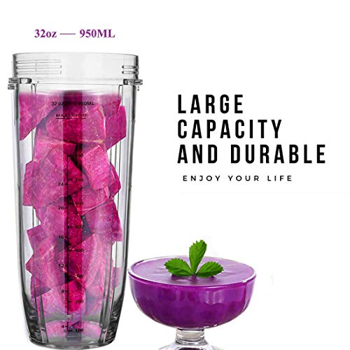 Flip Top to-go Lid with 32OZ Replacement Cups for Compatible with Nutri Ninja Blender Replacement Parts.for Compatible with Nutri Ninja Blenders