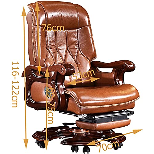 YT.JYUERI Relax Comfortably Safe Office Chairs, Managerial Chairs Home Office Desk Chairs Solid Wood Cowhide boss Chairs, Ergonomic Chairs, Execu