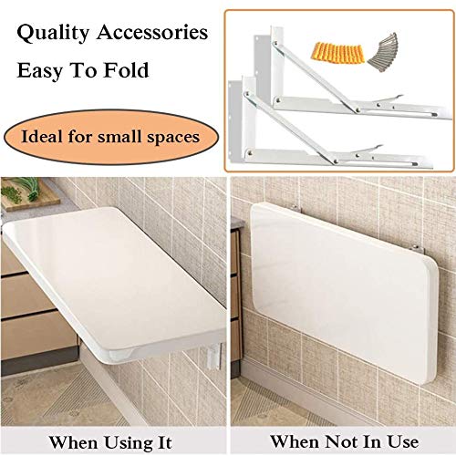 LUNEZY Compact Computer Desk, White, Kitchen Heavy Duty Fold Down Dining Table, Study Writing Table Workstation For Home Office,70cm*40cm/28 * 16