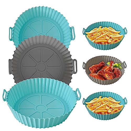 Silicone Air Fryer Liners Reusable NonStick and Heat Resistant Air Fryer Accessories - Compatible with COSORI, Ninja and Tower AirFryers for Easi