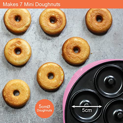 Global Gizmos 35580 Mini Doughnut Maker/Easy Clean Non-Stick Plates/Cool Touch Handle/Makes 7 Mini Donuts/Unique Thermostatic Design Prevents Ove