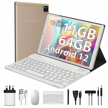 YOTOPT U10 Tablet 10 Inch 4G lte and WiFi, Android 12.0 Octa-Core Tablet, 11GB RAM, 64GB ROM(1 TB Expandable), FHD smart screen, 5MP+8MP, With Ke