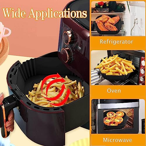 Silicone Air Fryer Liners, 2Pack Square Air Fryer Silicone Basket Tray Airfryer Accessories Reusable Air Fryer Accessories Air Fryer Liners for T