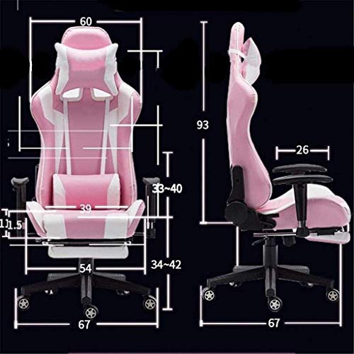 HJW Ergonomic Gaming Chair High Back Computer Chair Home Office Chair Lift Reclining Sports Chair Adjustable Chair Armchair,Red,As Shown