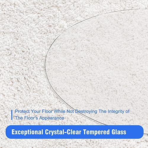 Natsukage Glass Chair Mat, 36" Round x 1/4" Thick Tempered Glass Office Chair Mat for Carpet or Hardwood Floor - Effortless Rolling, Easy to Clea