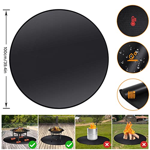 39" Fire Pit Mat for Decking , 3-Layer Thickened Under Grill Mat, Fireproof Mat for Under Fire Pit, Round Heatproof Mat, Camping Deck Patios Prot