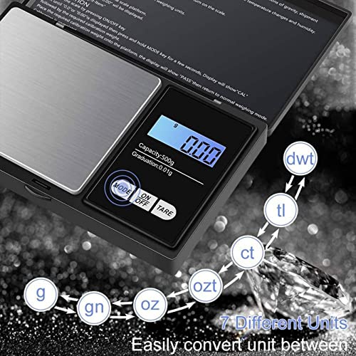 Hoosiwee Kitchen Scales, 1000g 0.1g, Digital Scales, Precision Protable Pocket Scales, Cooking Scales, Food Scales, Tare Function, For Gold, Jewe