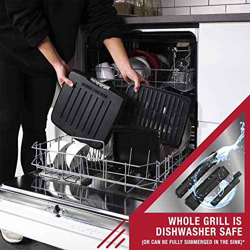 George Foreman 28310 Immersa Medium Electric Grill - Removable Control Panel To Allow Grill Machine To Be Fully Washable And Dishwasher Safe, Bla