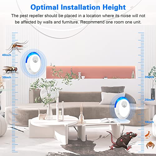 4 Pack Ultrasonic Pest Repeller, Spider Repellent Plug In, Cockroach Control Devices Indoor & Outdoor Anti Mosquitoes, Fleas, Ants, Bed Bugs, Fli