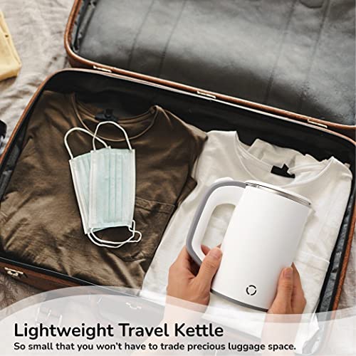 SWEWARM Travel Kettle, Travel Electric Kettle, 304 Stainless Steel Electric Kettle, 600W Fast Boil Small Electric Kettle, Portable Electric Kettl