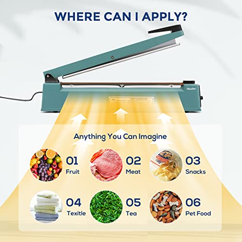 Hanchen Heat Sealer Machine 500mm/19.6inch Plastic Bag Sealer Heat Hand-Pressure Bag Sealing Machine 800W 40times/min with CE 220V WNQ-177-1