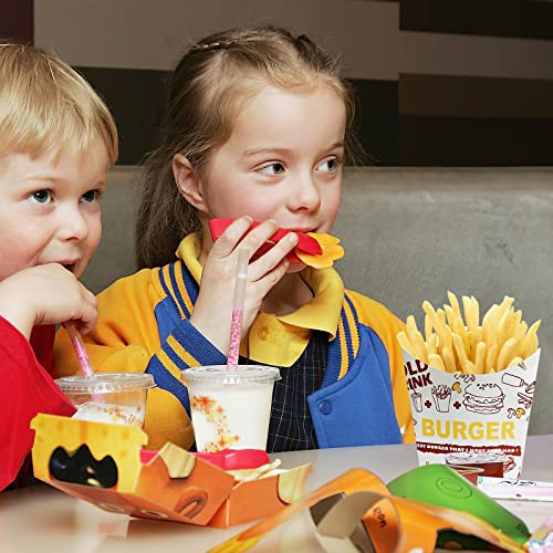 French Fries Cup, 50PCS Creative Pattern Disposable Snack Holder Popcorn Boxes, Snack Cup Paper Box for Burger Store Home Shop French Fries Popco
