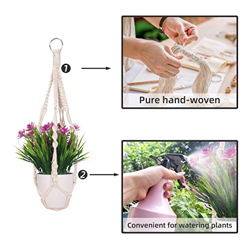 2 Pack Macrame Plant Hangers, Cotton Rope Woven Indoor Outdoor hanging plant holder Wall Hanging Planter Ceiling plants for Flower Pot, Hanging P