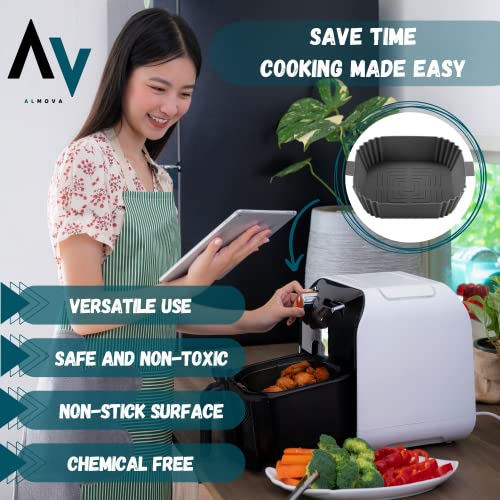 ALMOVA Silicone Air Fryer Liner 2 PCS Reusable Airfryer Silicone Liner 7.8" 19.8 cm Ninja Air Fryer Accessories Replacement for Parchment Papers