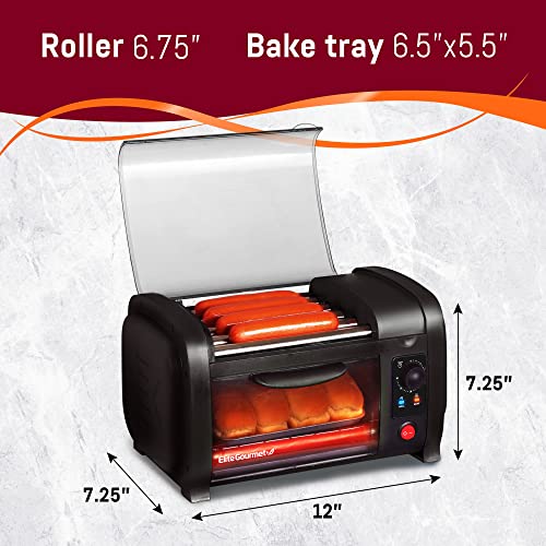Elite Gourmet Elite Cuisine EHD-051B# Hot Dog Toaster Oven, 30-Min Timer, Stainless Steel Heat Rollers Bake & Crumb Tray, World Series Baseball,