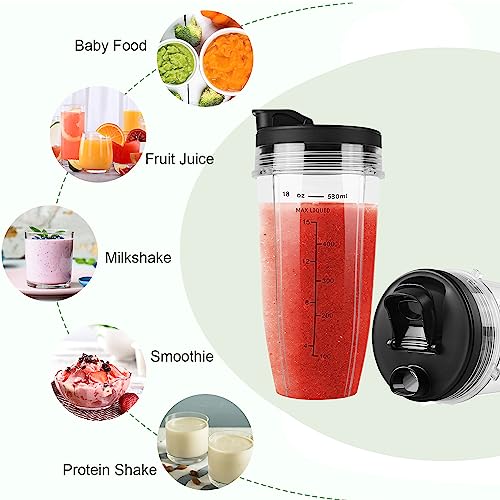 Ninja Blender Cups 2 PCS 18oz, Ninja Cups for Blender, Ninja Blender Cups Replacement, Nutri Ninja Replacement Cups, Ninja Blender Replacement Pa
