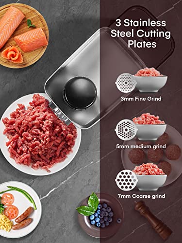 Electric Meat Mincer Grinder, Stainless Steel, 3 in 1 Meat Grinder & Sausage Stuffer & Kubbe Kit Included, Powerful 2000W Max Copper Motor