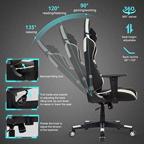 Intimate WM Heart Fabric Gaming Chair, Office Chair, Ergonomic Racing Gamer Chair, Reclining High Back Adjustable Computer Chair, Swivel Chair wi