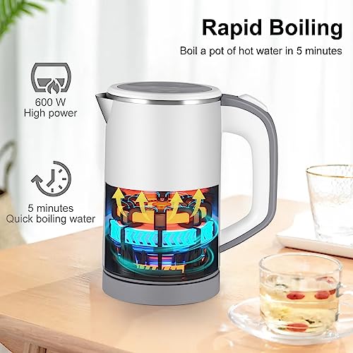 Electric Kettle, 800ML Travel Kettle Lightweight Small Kettle,5 Minutes Fast Boiling, Cordless Portable Kettle, Mini Camping Kettle,Stainless Ste