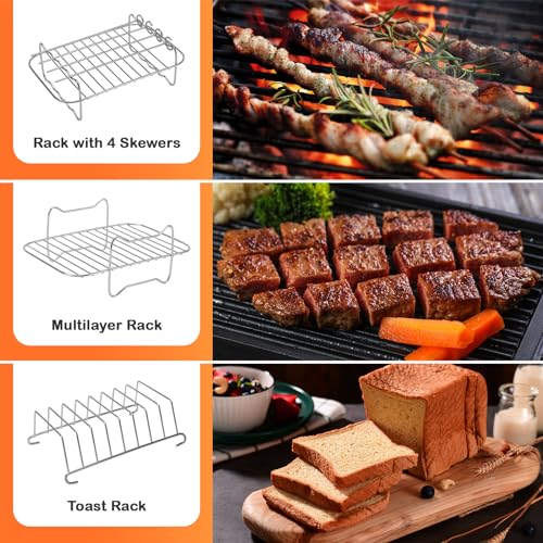 Air Fryer Accessories, 13pcs Fit for Ninja Foodi AF300UK, AF400UK & Tower T17088, Salter & Other 7.6L-9.5L Dual Air Fryers, Including 100pcs Pape