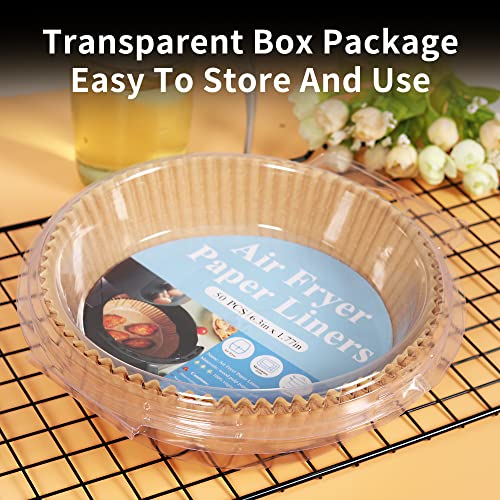 Air Fryer Liners 50pcs, 7.9 inch Disposable Air Fryer Liners Non-Stick Air Fryer Paper Liners, Food Grade Parchment Baking Paper Liner Oil-Proof,
